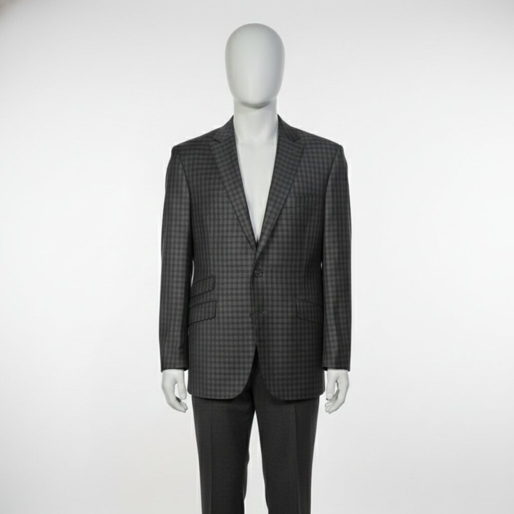 English Laundry Gray Patterned Plaid Button Details 2 Button Suit Jacket Size 46